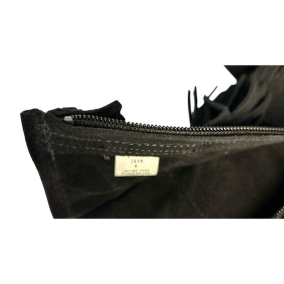 Minnetonka Triple Tiered Fringe Boots Girls Sz 4 Suede Western Moccasin Cowgirl - Picture 5 of 8